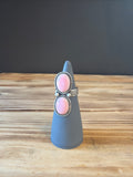 Pink Ladies size 9 ring with natural conch shell centerpiece, handmade jewelry with organic texture