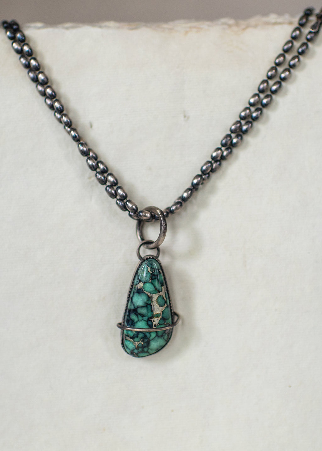 Spiderweb Royston Turquoise Sterling Silver Necklace 