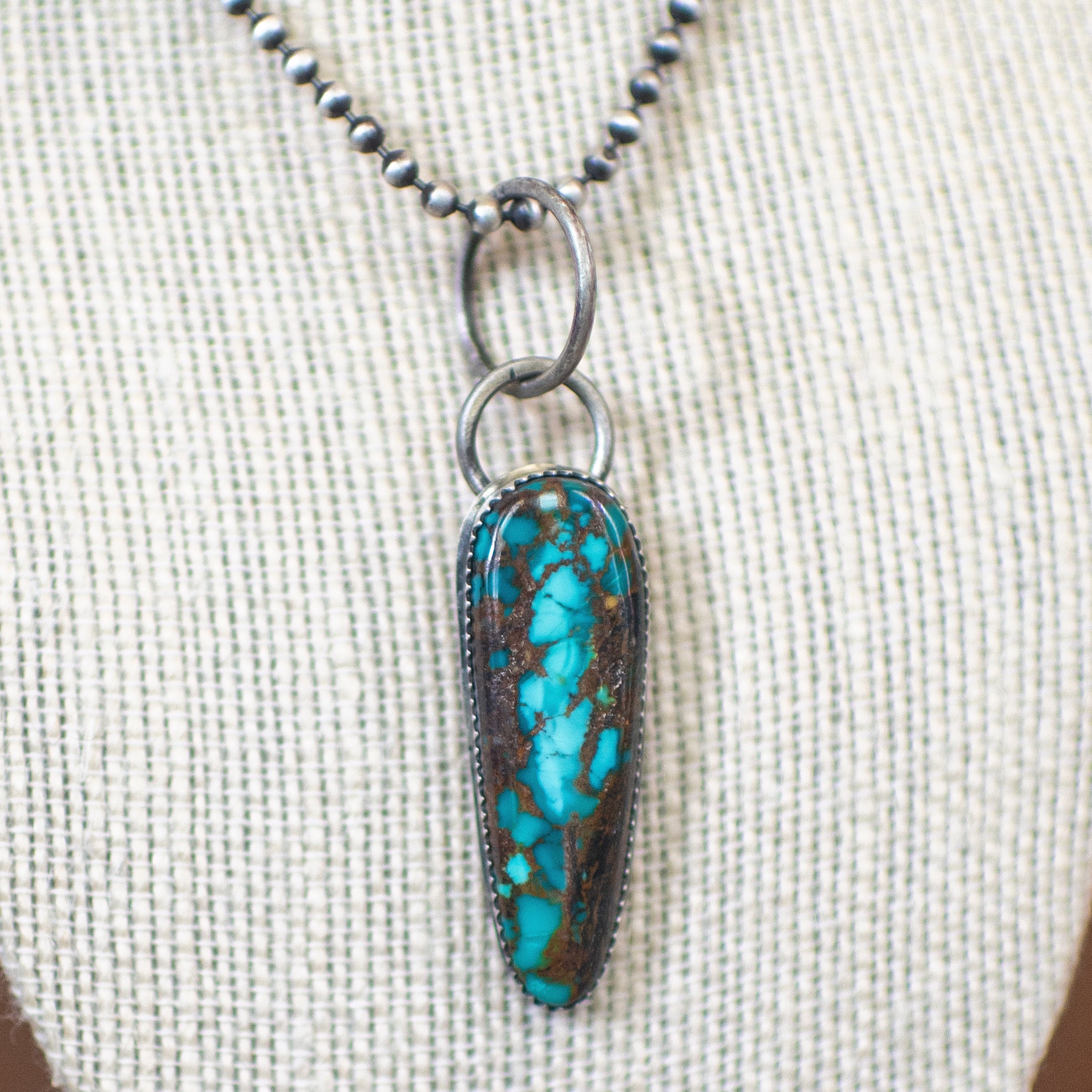 Kingman Spiderweb Turquoise Sterling Silver Necklace 