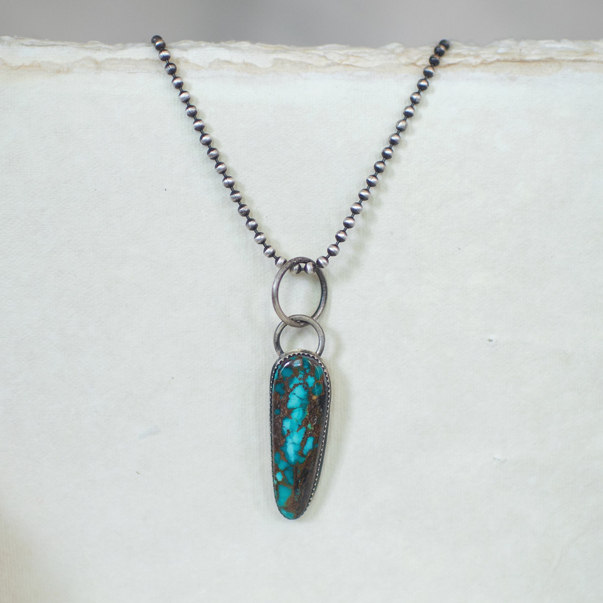 Smoke Signal - Kingman Spiderweb Turquoise Sterling Silver Necklace