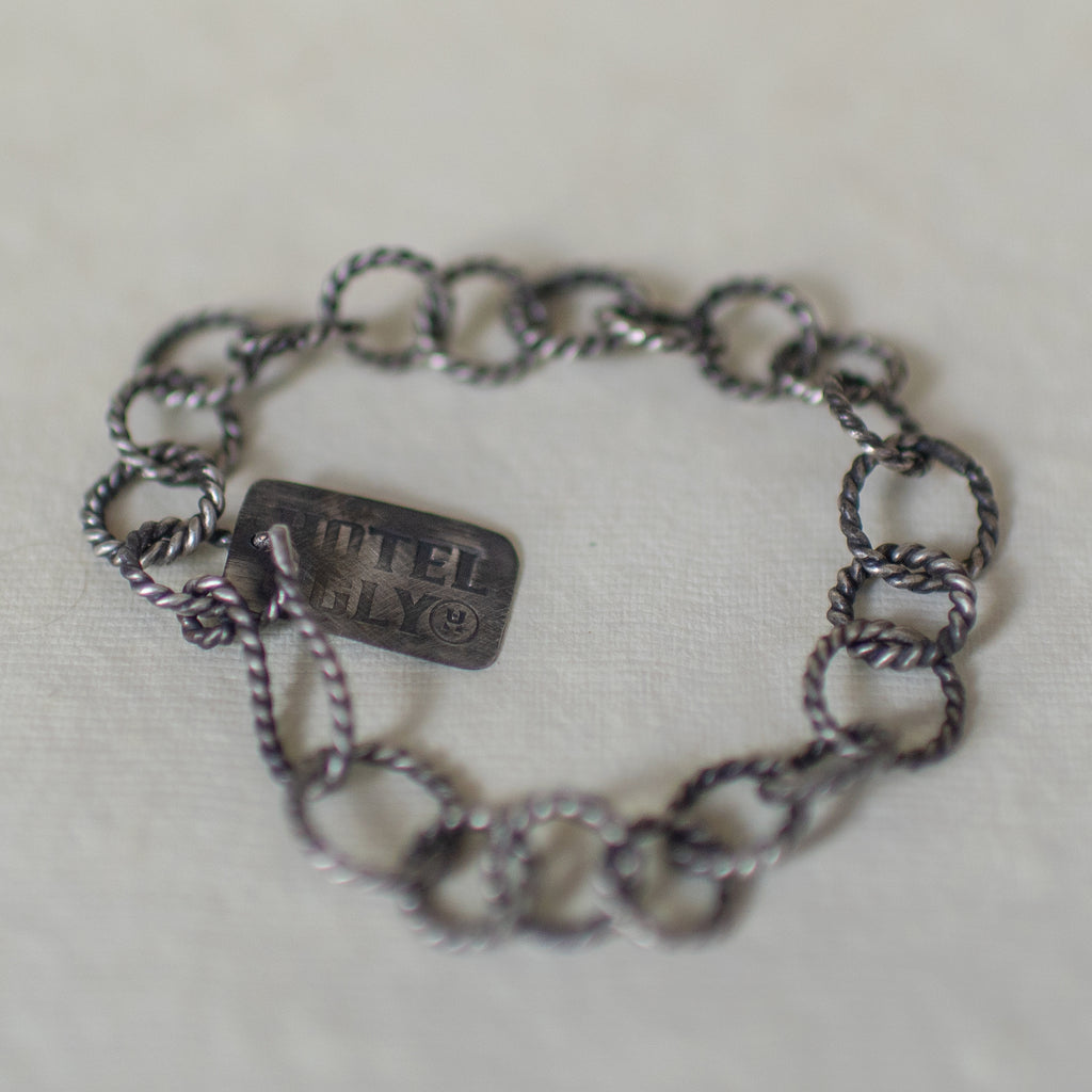 Black Coil - Sterling Silver Rope-Link Chain Bracelet