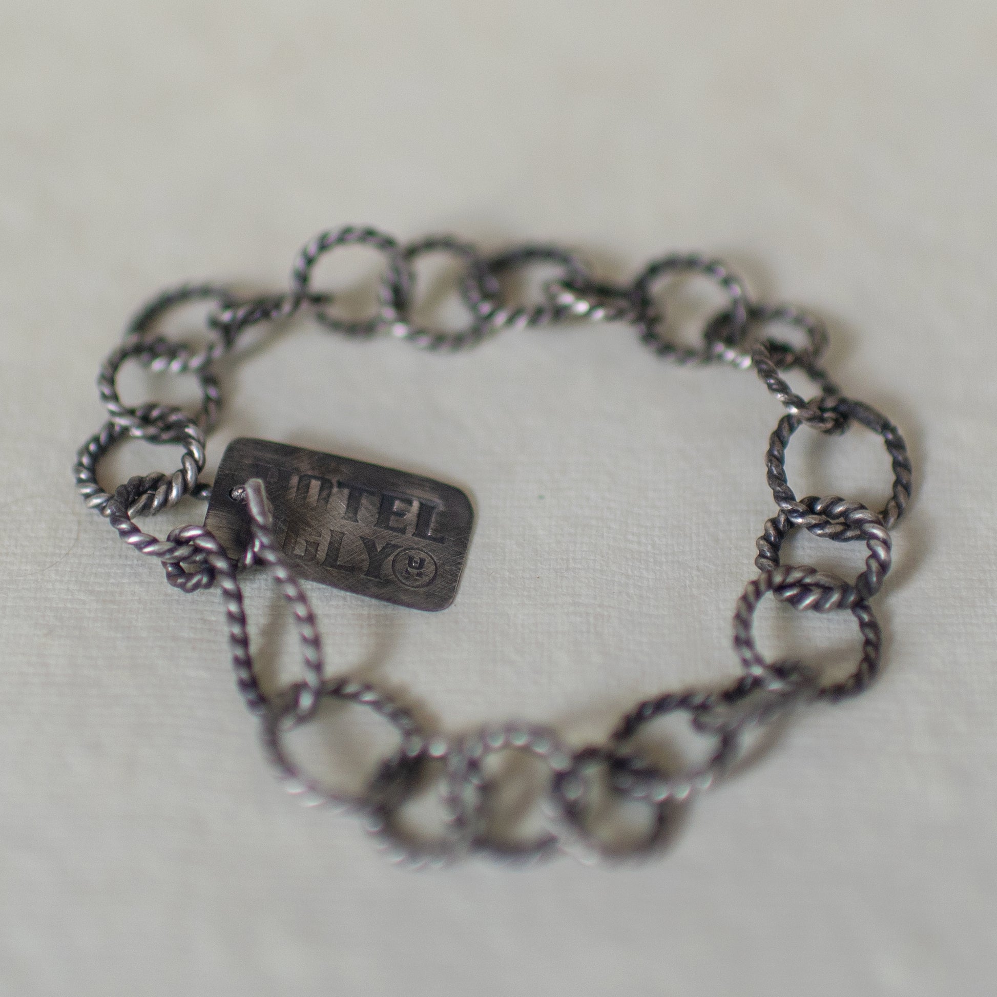 Black Coil - Sterling Silver Rope-Link Chain Bracelet