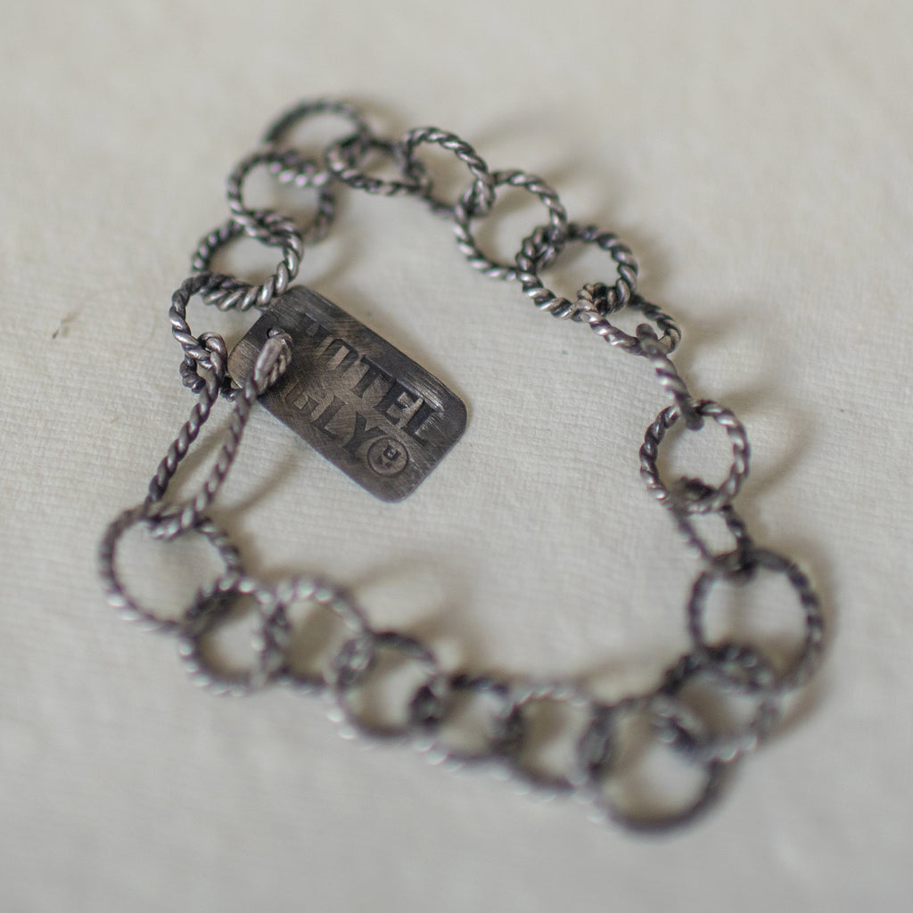 Black Coil - Sterling Silver Rope-Link Chain Bracelet