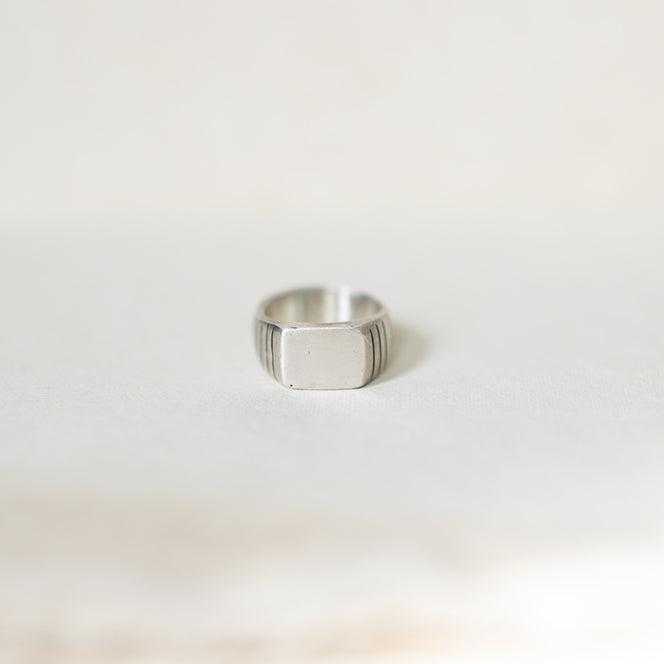 Heavy, solid sterling silver. Hand-cast, signet ring 