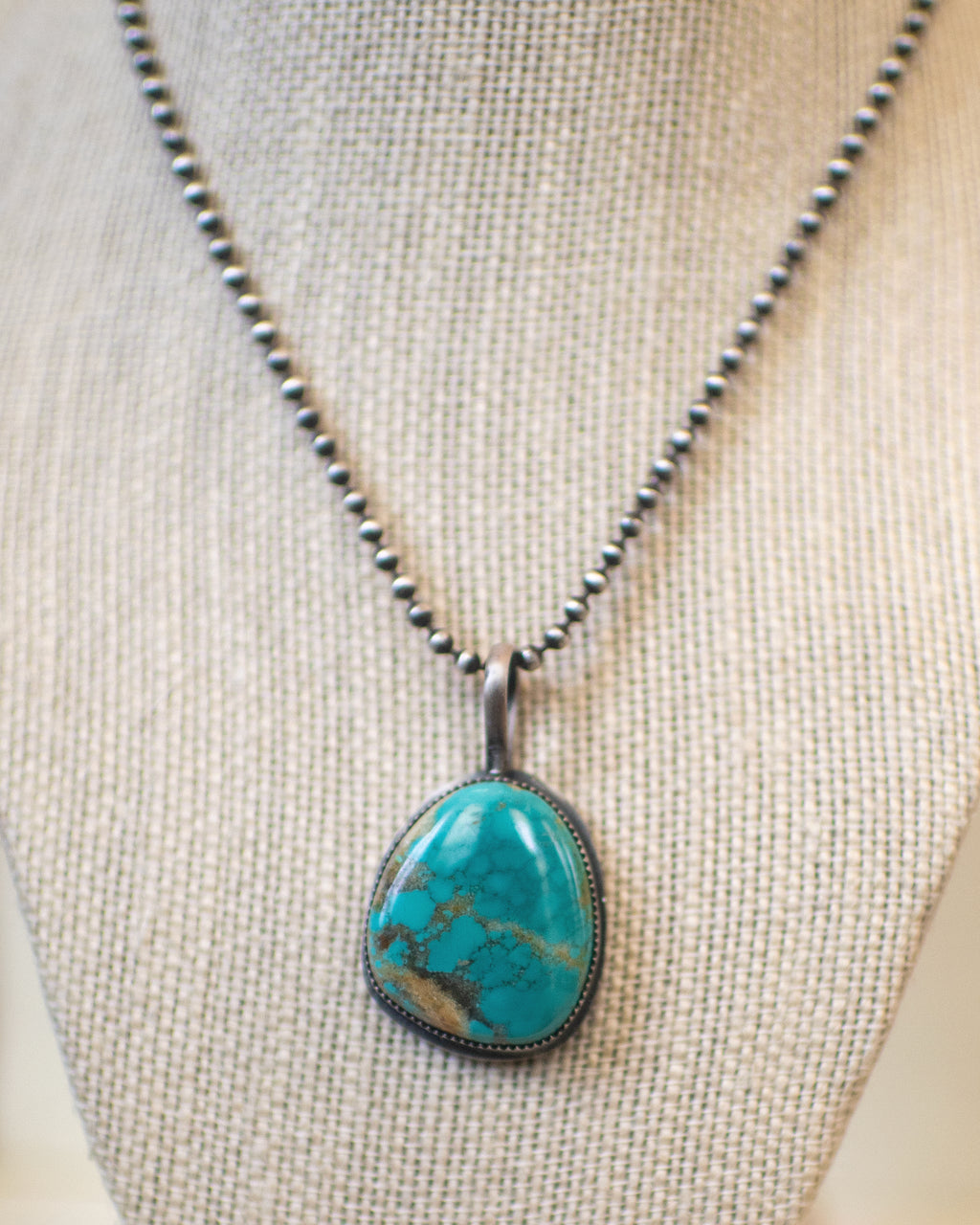 Mountain Pilot Turquoise Stone Sterling Silver Necklace 