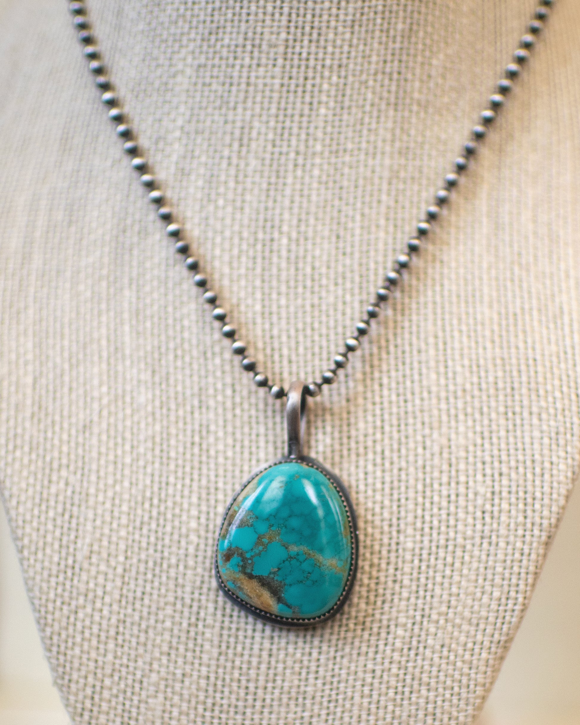 Mountain Pilot Turquoise Stone Sterling Silver Necklace 