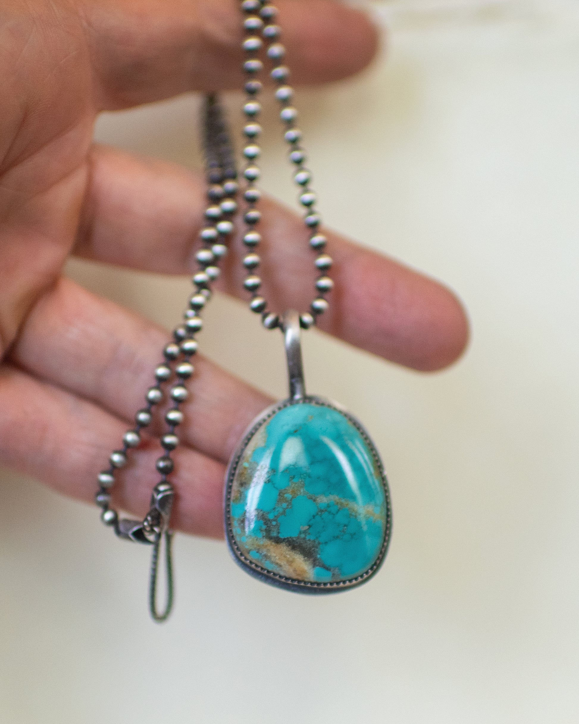 Pilot Dream - Mountain Pilot Turquoise Stone Sterling Silver Necklace