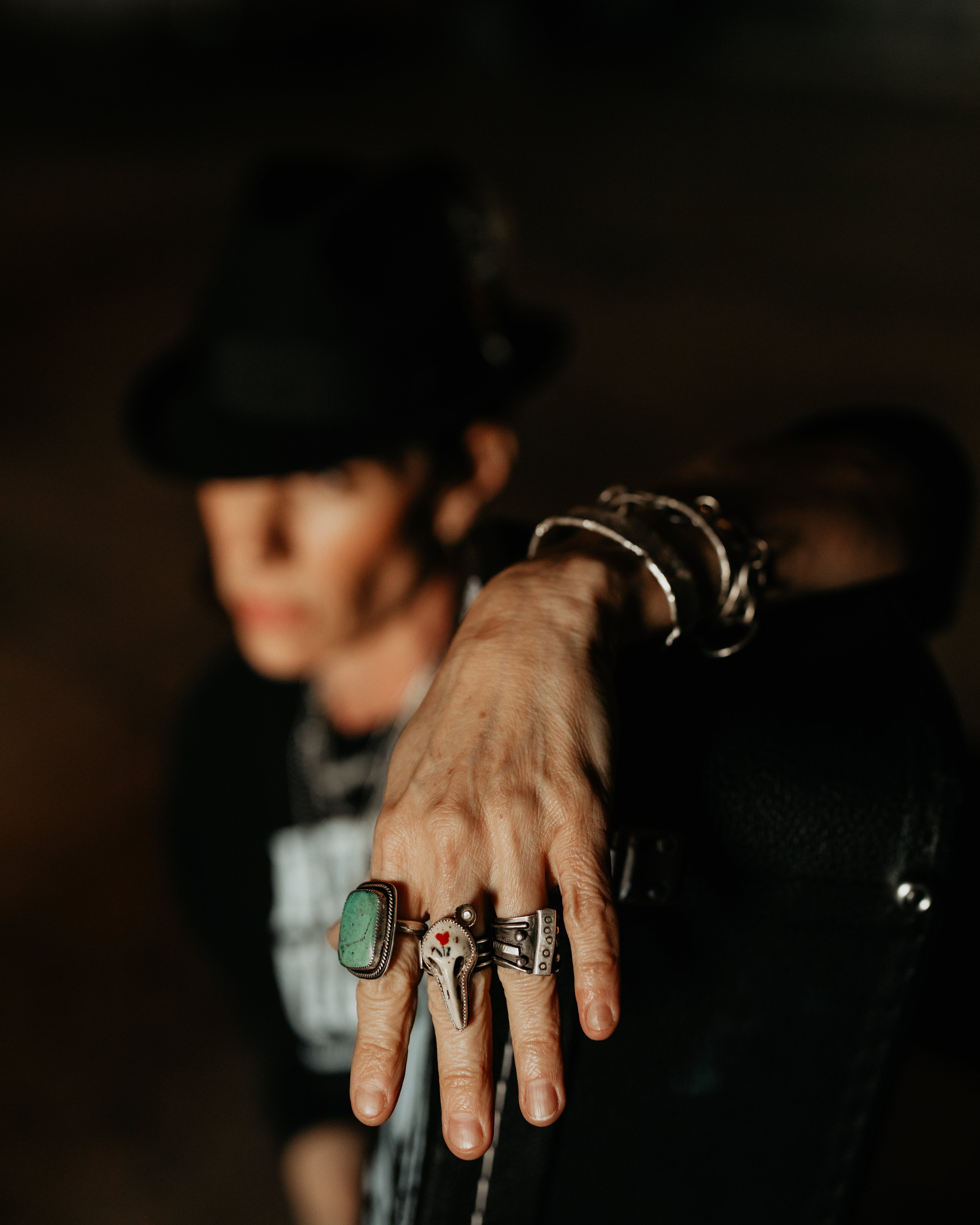 cool womans style with sterling silver and turquoise rings 