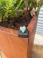 Wild Blue heart-shaped Dry Creek turquoise ring in sterling silver, size 9