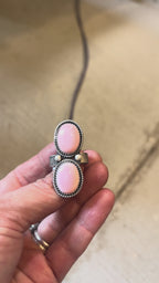 Pink Ladies size 9 ring with natural conch shell centerpiece, handmade jewelry with organic texture