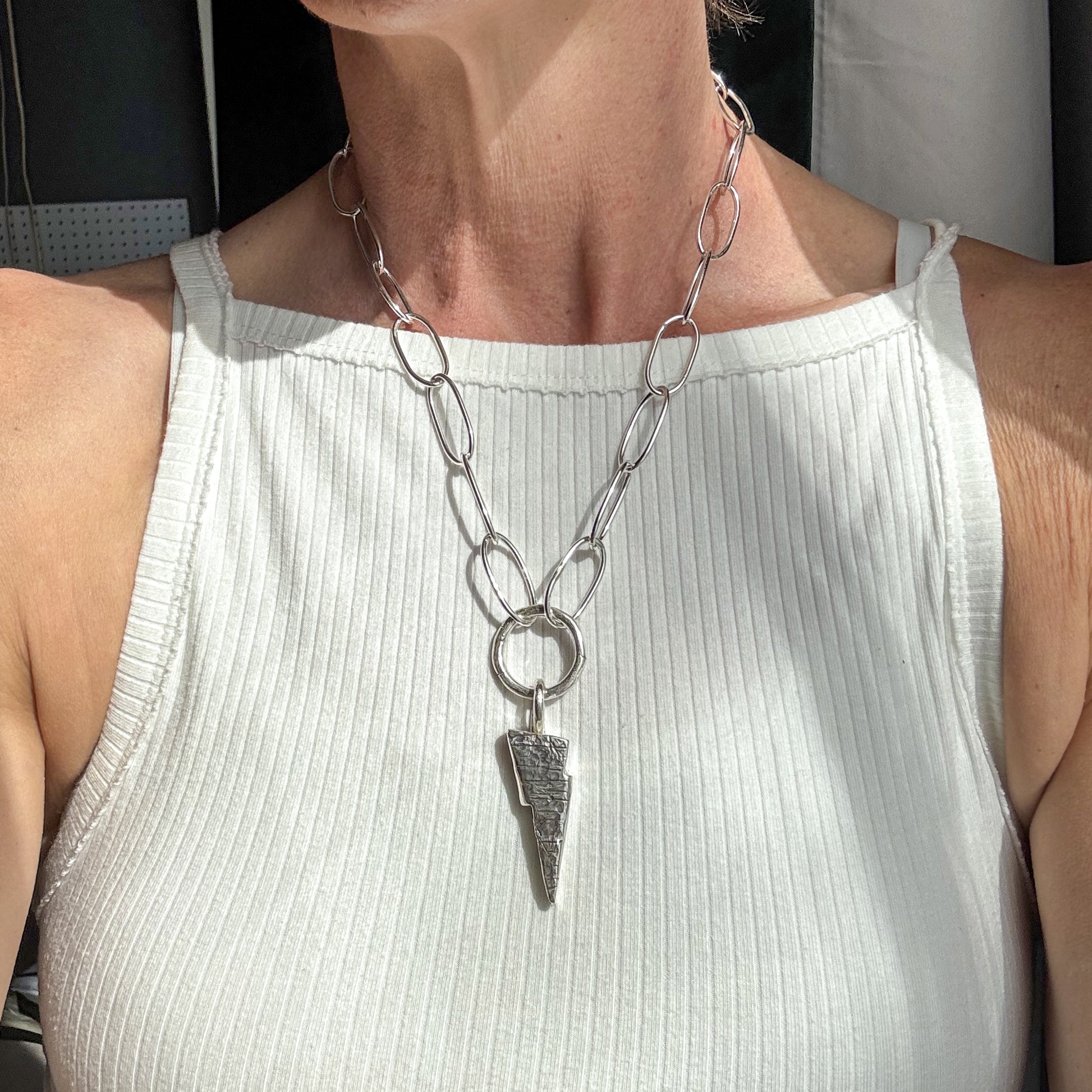 Struck - Sterling Silver Lightning Bolt Pendant and Chain- SOLD